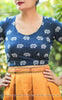 Elephant Navy Blue Embroidered Raw-Silk Blouse