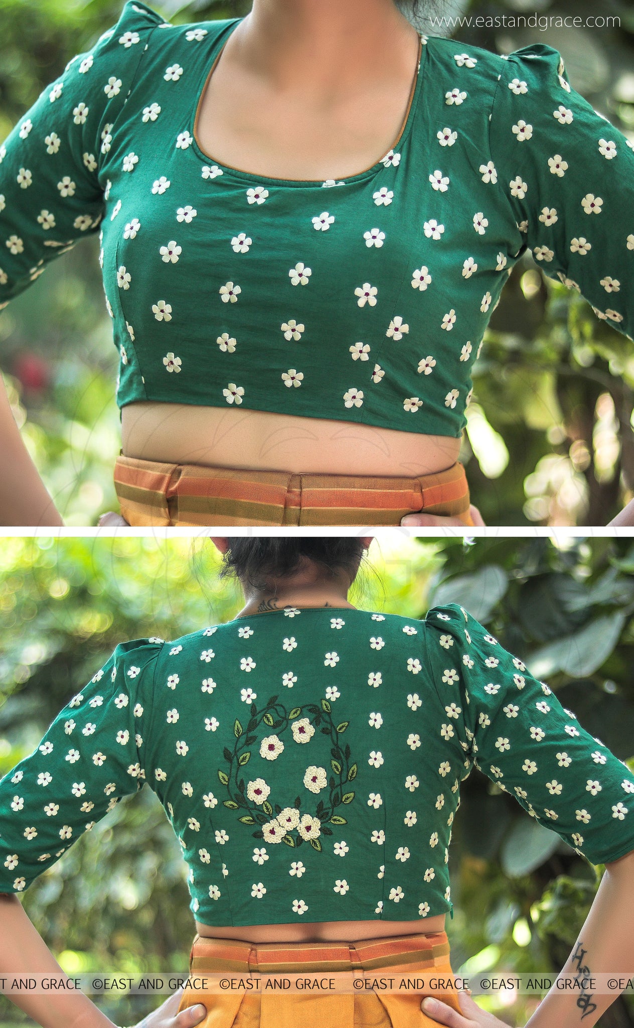 Sweet Pear Cotton Silk Celadon Green Hand Embroidered Blouse – EAST & GRACE